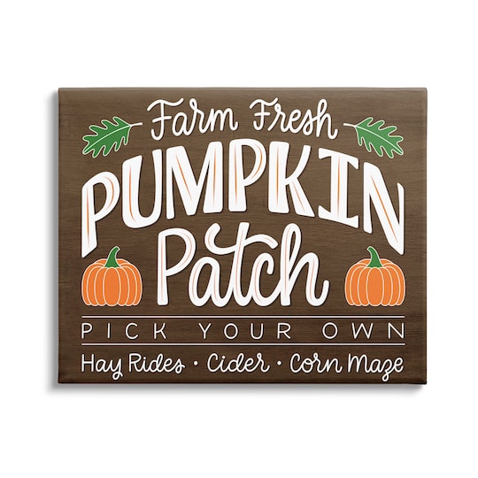 Stupell Industries Farm Fresh Pumpkin Patch Sign Canvas Wall Art